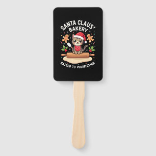 Santa Claus Bakery Kneaded To Purrfection Christma Hand Fan