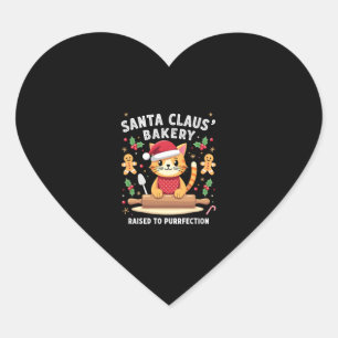 Santa Claus Bakery Kneaded To Purrfection Christma Heart Sticker