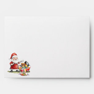 Santa Claus barbecue and drinks Christmas in July Envelope