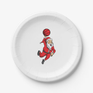 Santa Claus Basketball Basketballer Christmas Paper Plate