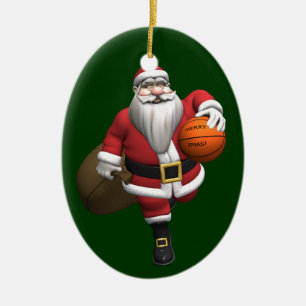 Santa Claus Basketball Player Ceramic Tree Decoration