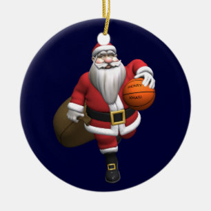 Santa Claus Basketball Player Ceramic Tree Decoration