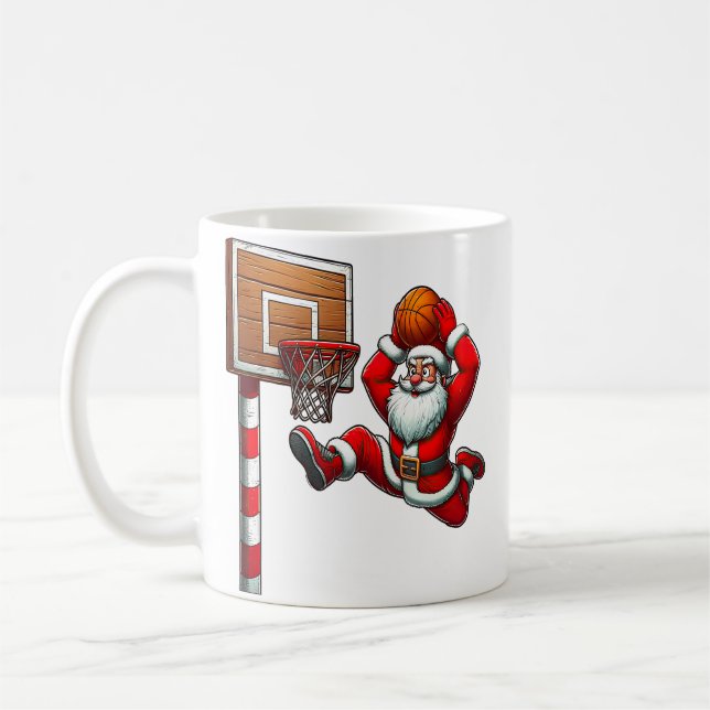 Santa Claus Basketball Player Christmas Xmas Coffee Mug (Left)