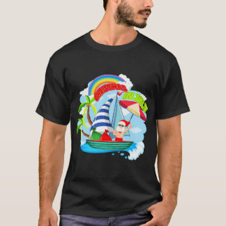Santa Claus Beach Boat Summer Christmas In July T-Shirt