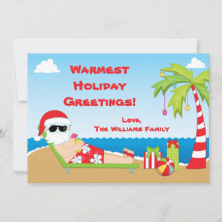 Santa Claus Beach Christmas Card
