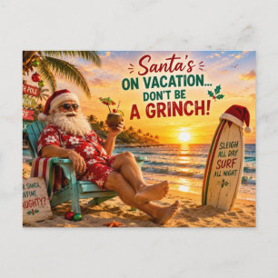 Santa Claus Beach Christmas Party Invitation Postcard