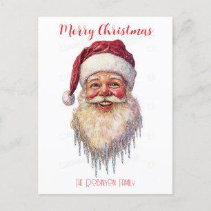Santa Claus beard art illustration. Holiday Postcard
