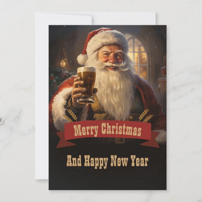 Santa Claus Beer Holiday Card (Front)