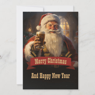 Santa Claus Beer Holiday Card
