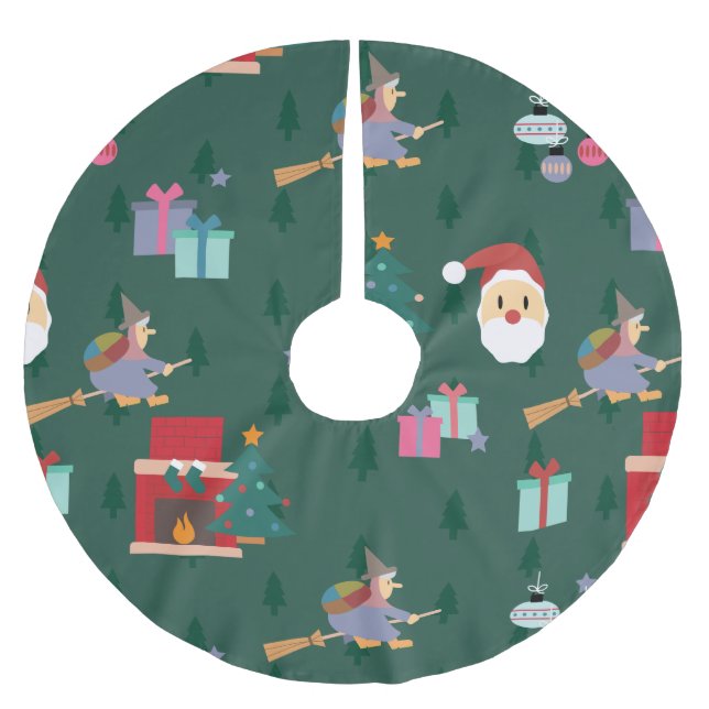 santa claus befana brushed polyester tree skirt (Front)