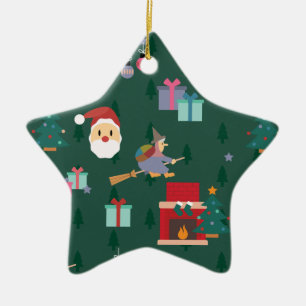 santa claus befana ceramic tree decoration