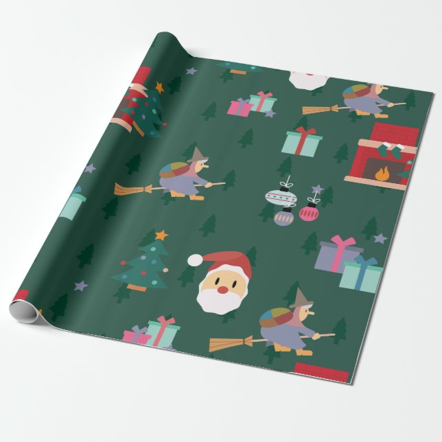 santa claus befana wrapping paper (Unrolled)