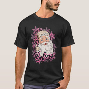 Santa Claus Believe Leopard Christmas Women Kids M T-Shirt