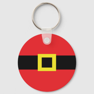 Santa Claus Belly Belt Buckle Holiday Christmas Key Ring