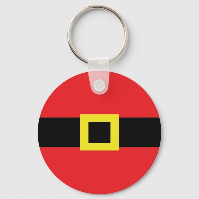 Santa Claus Belly Belt Buckle Holiday Christmas Key Ring (Front)