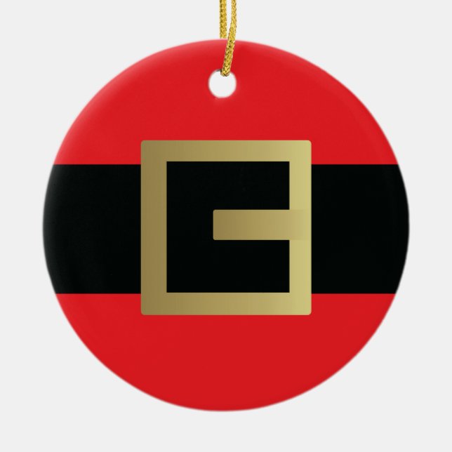 Santa Claus Belt Christmas  Ceramic Tree Decoration (Front)