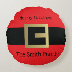 Santa Claus Belt Christmas Holiday Round Cushion