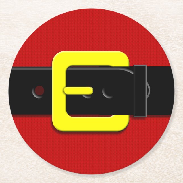 Santa Claus Belt Round Paper Coaster (Front)