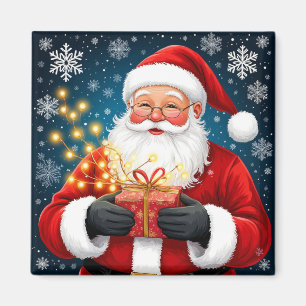 Santa Claus Beside Christmas Tree And Gifts Magnet