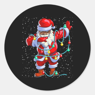Santa Claus Black Christmas Afro African American  Classic Round Sticker