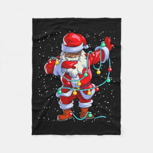 Santa Claus Black Christmas Afro African American  Fleece Blanket