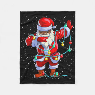 Santa Claus Black Christmas Afro African American Fleece Blanket