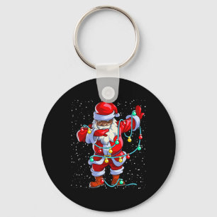 Santa Claus Black Christmas Afro African American Key Ring