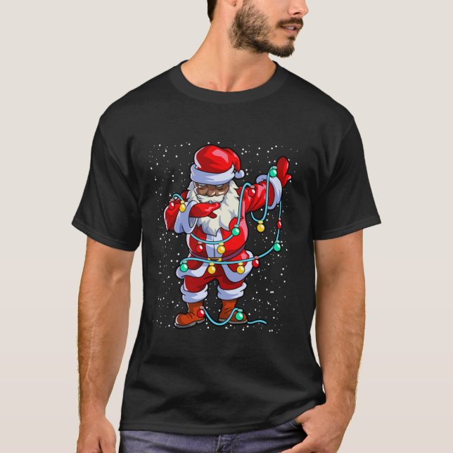 Santa Claus Black Christmas Afro African American  T-Shirt (Front)