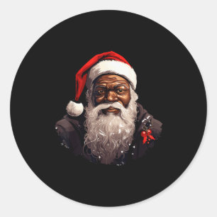 Santa Claus Black Christmas Xmas Santa Afro Africa Classic Round Sticker