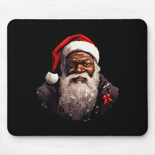 Santa Claus Black Christmas Xmas Santa Afro Africa Mouse Mat (Front)