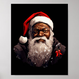Santa Claus Black Christmas Xmas Santa Afro Africa Poster