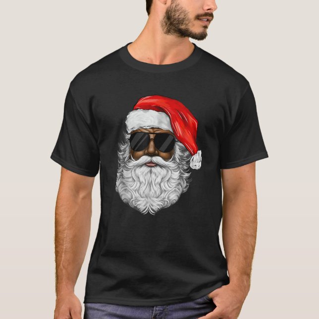 Santa Claus Black Man Christmas Xmas Family Pajama T-Shirt (Front)