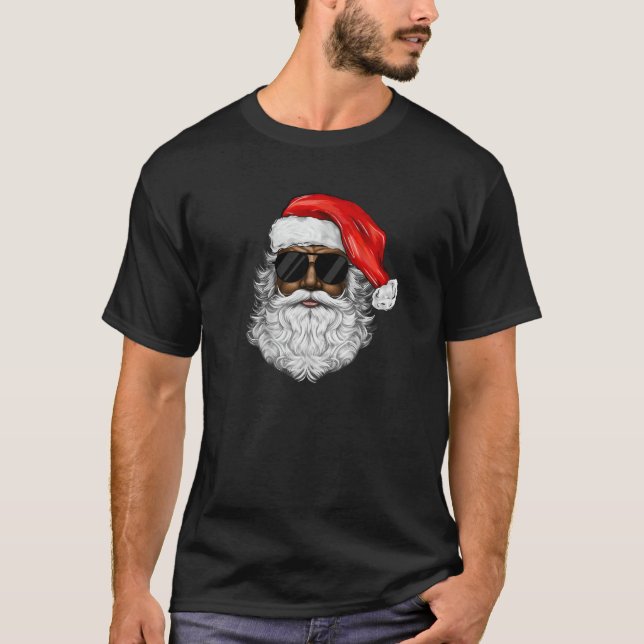 Santa Claus Black Man Christmas Xmas Family Pajama T-Shirt (Front)