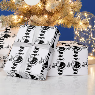 Santa Claus Black & White Christmas Wrapping Paper