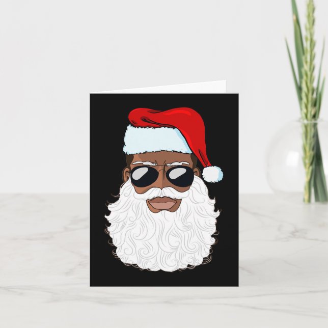 Santa Claus Black Xmas Santa Afro African American Card (Front)