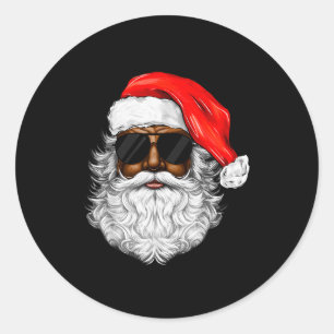 Santa Claus Black Xmas Santa Afro African American Classic Round Sticker