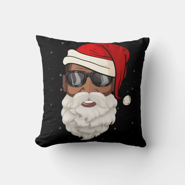 Santa Claus Black Xmas Santa Afro African American Cushion (Front)