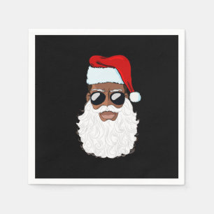 Santa Claus Black Xmas Santa Afro African American Napkin