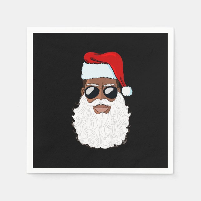 Santa Claus Black Xmas Santa Afro African American Napkin (Front)