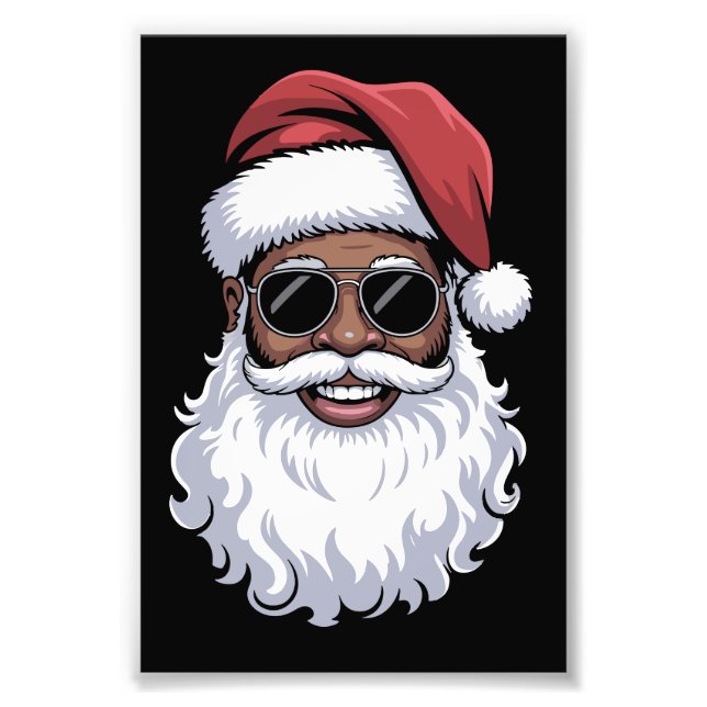 Santa Claus Black Xmas Santa Afro African American Photo Print (Front)