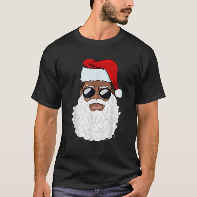 Santa Claus Black Xmas Santa Afro African American T-Shirt (Front)