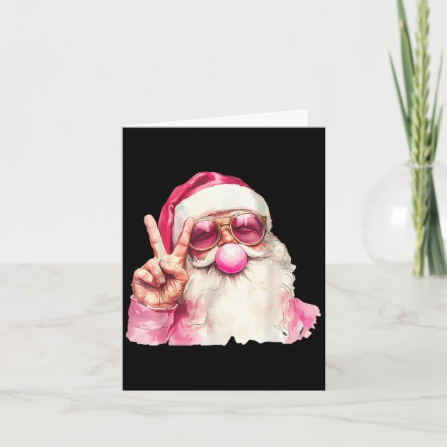 Santa Claus Blowing Bubble Gum Nk Sungles Christma Card (Front)