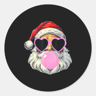 Santa Claus Blowing Bubble Gum Nk Sungles Christma Classic Round Sticker