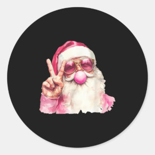 Santa Claus Blowing Bubble Gum Nk Sungles Christma Classic Round Sticker