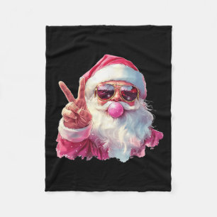 Santa Claus Blowing Bubble Gum Nk Sungles Christma Fleece Blanket