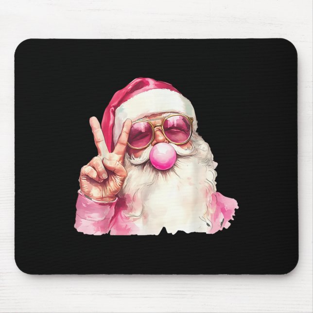 Santa Claus Blowing Bubble Gum Nk Sungles Christma Mouse Mat (Front)