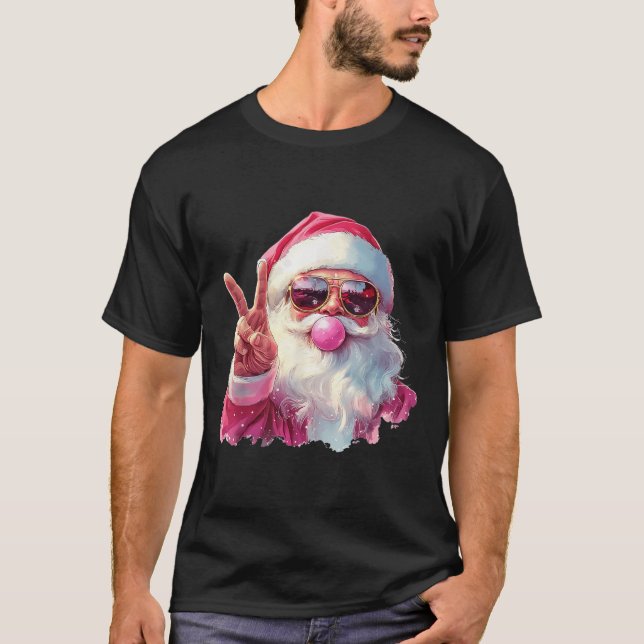 Santa Claus Blowing Bubble Gum Nk Sungles Christma T-Shirt (Front)