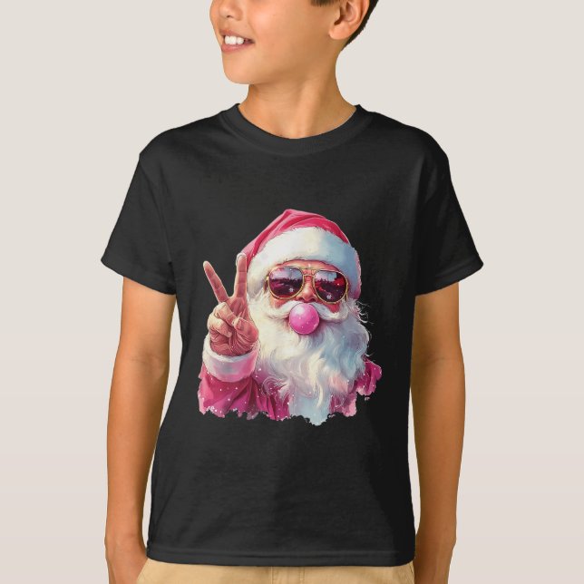 Santa Claus Blowing Bubble Gum Nk Sungles Christma T-Shirt (Front)