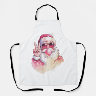 Santa Claus Blowing Bubble Gum Pink Sunglasses  Apron