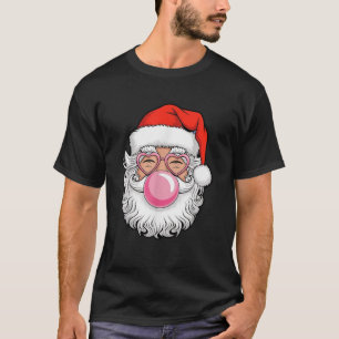 Santa Claus Blowing Bubble Gum Pink Sunglasses Chr T-Shirt